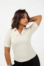 Off-white velvet top