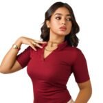 Burgundy collar top