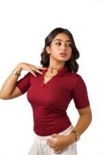 Burgundy collar top
